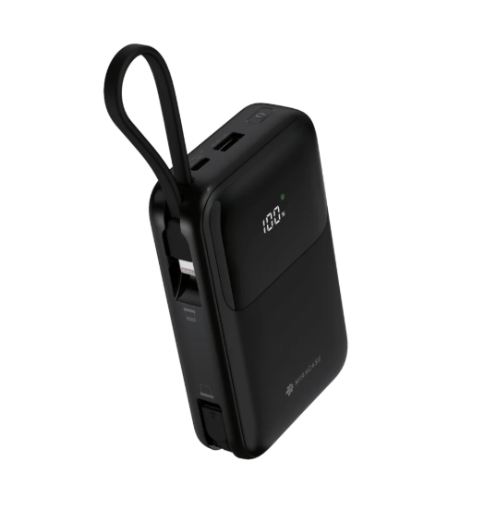תמונה של סוללת טעינה 2 כבלים מובנים צד + צג 20000mAh שחור MIR