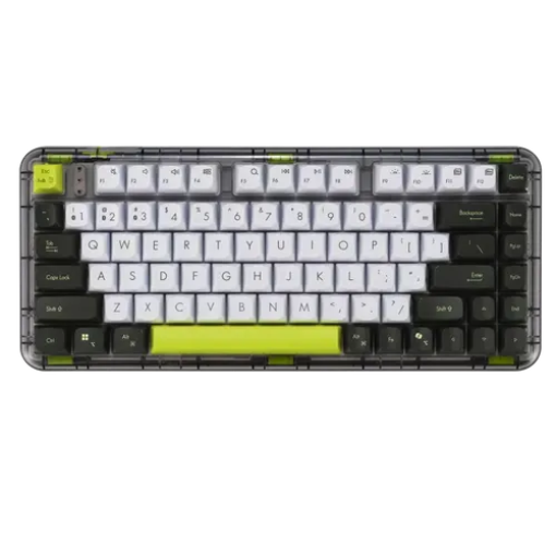 תמונה של מקלדת אלחוטית מכנית ASUS Jelly75 Keyboard KD201 - עברית / אנגלית, צבע ירוק לבן שחור