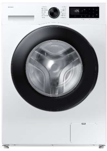 תמונה של מכונת כביסה פתח חזית 8 ק”ג SAMSUNG דגם WW80FG5L32AE בצבע לבן דלת שחורה