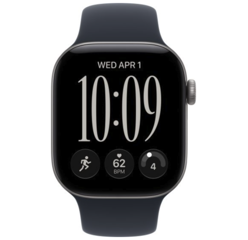תמונה של שעון חכם אפל סדרה 12 Apple Watch Series 12 MJFX4ZR/A Esim+GPS 42mm גוף בצבע Space Grey Aluminium רצועה Navy Blue Sport Band מידה S/M