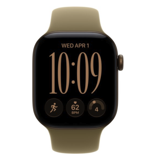 תמונה של שעון חכם אפל סדרה 12 Apple Watch Series 12 MJG44ZR/A eSIM+GPS 42mm גוף בצבע Dark Bronze Aluminium רצועה Olive Sport Sport Band מידה S/M