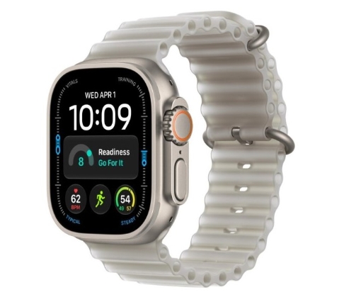 תמונה של שעון חכם אפל סדרת אולטרא 4 Apple Watch Ultra 4 MJAE4KS/A eSIM+GPS 49mm גוף בצבע Natural Titanium case רצועה Translucent Grey Ocean Band מידה One Size