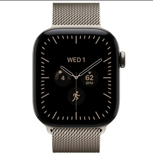 תמונה של שעון חכם אפל סדרה 12 Apple Watch Series 12 MJGK4ZR/A eSIM+GPS 42mm גוף בצבע Natural Titanium רצועה  Natural Milanese Loop מידה M/L