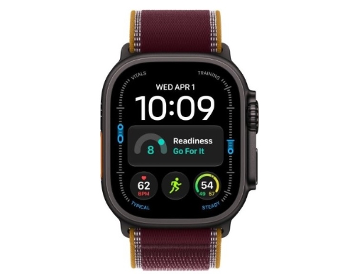 תמונה של שעון חכם אפל סדרת אולטרא 4 Apple Watch Ultra 4 MJC44KS/A eSIM+GPS 49mm גוף בצבע Black Titanium case רצועה Burgundy Trail Loop מידה M/L