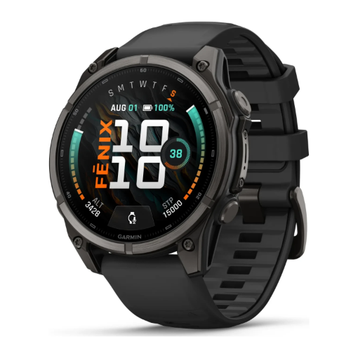 תמונה של שעון ספורט חכם GARMIN fēnix 9 בגודל 47 מ”מ בצבע אפור עם רצועה שחורה – יבואן רשמי