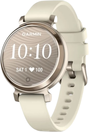 תמונה של שעון חכם Garmin Lily 2 אלומיניום בצבע זהב שמנת ורצועת סיליקון לבן קוקוס