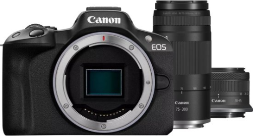 תמונה של מצלמה ללא מראה Canon EOS R50 BK + שתי עדשות RF-S 18-45mm + RF 75-300mm שחור