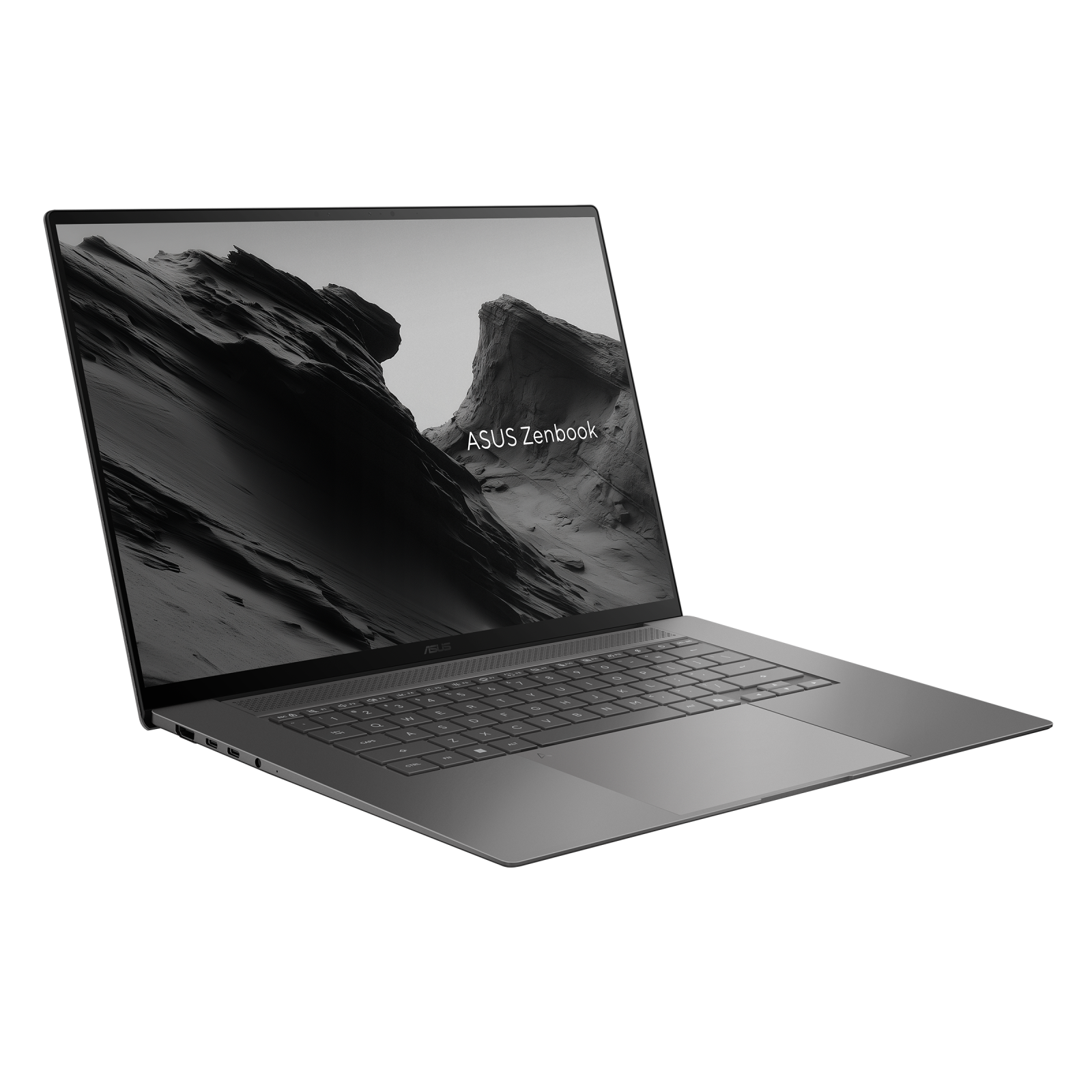 ASUS Zenbook S 16 UM5606GA-SR139W אפור — מבט אלכסוני על המסך והמקלדת