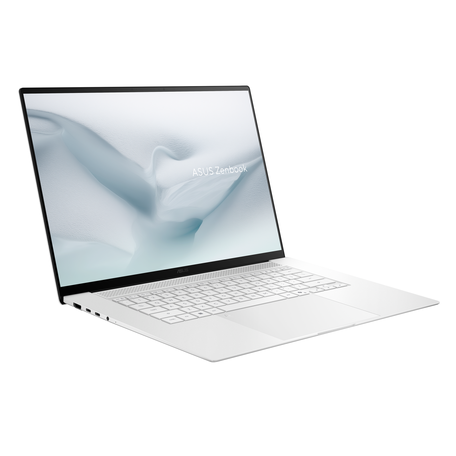 ASUS Zenbook S 16 UM5606GA-SR126W לבן — מבט אלכסוני על המסך והמקלדת