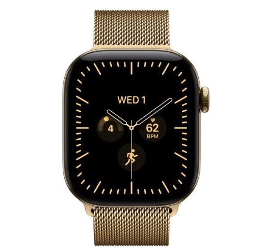 תמונה של שעון חכם אפל סדרה 12 Apple Watch Series 12 MJGL4ZR/A eSIM+GPS 42mm גוף בצבע Radiant Gold Titanium רצועה Radiant Gold Milanese מידה M/L
