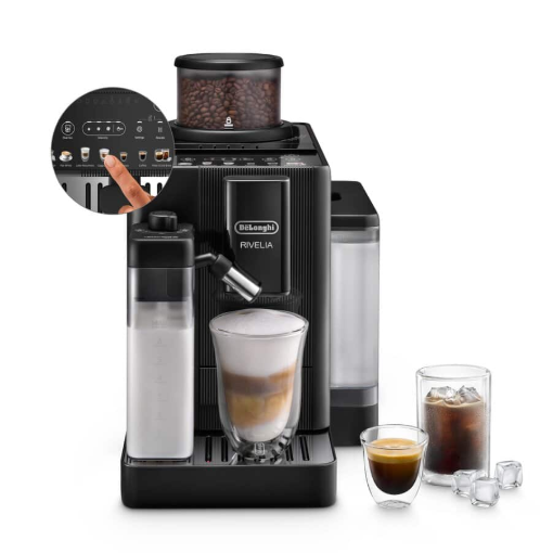 תמונה של מכונת קפה אוטומטית DeLonghi Rivelia Start דגם EXAM420.55.BXL בצבע שחור